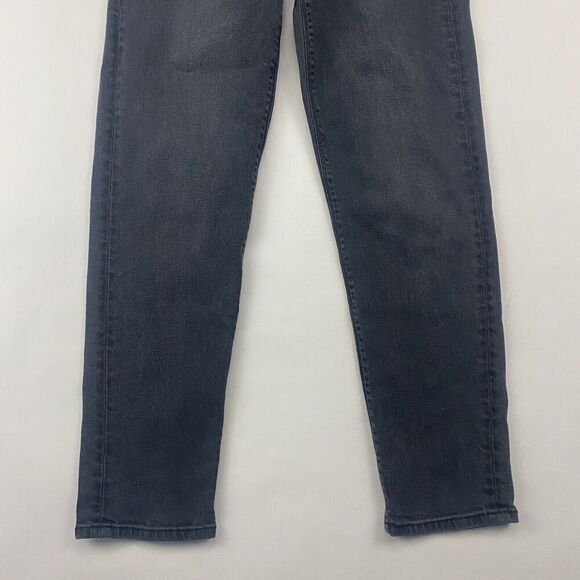 American Eagle Black/Gray Mom Jeans 2 Reg Denim Jeans Cotton Distressed Stretch - Picture 4 of 11